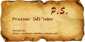 Preiner Sándor névjegykártya