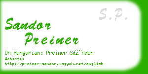 sandor preiner business card